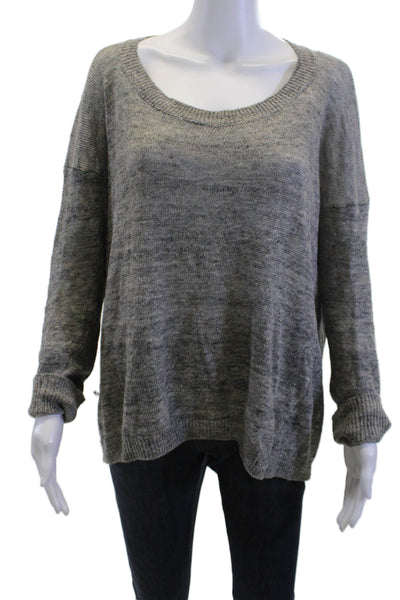 Vince Womens Pullover Linen Long Sleeve Gray Size M