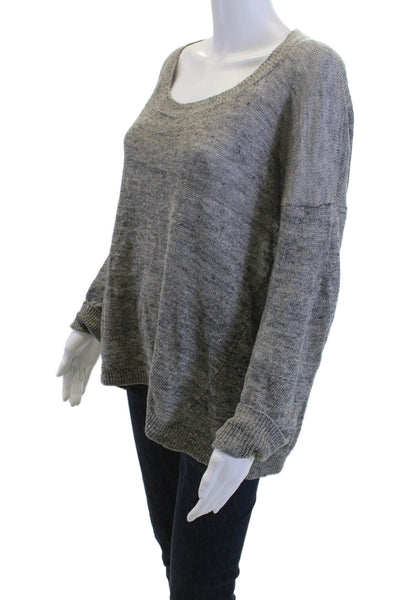 Vince Womens Pullover Linen Long Sleeve Gray Size M