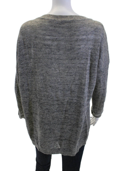 Vince Womens Pullover Linen Long Sleeve Gray Size M
