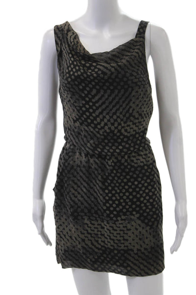 Theory Women Black Silk Polka Dot Sheath Dress Short Sleeveless Size 4
