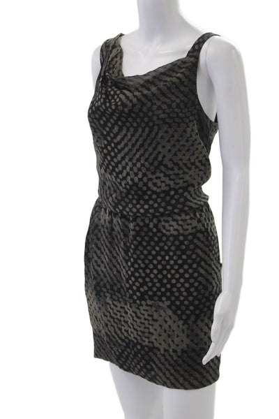 Theory Women Black Silk Polka Dot Sheath Dress Short Sleeveless Size 4