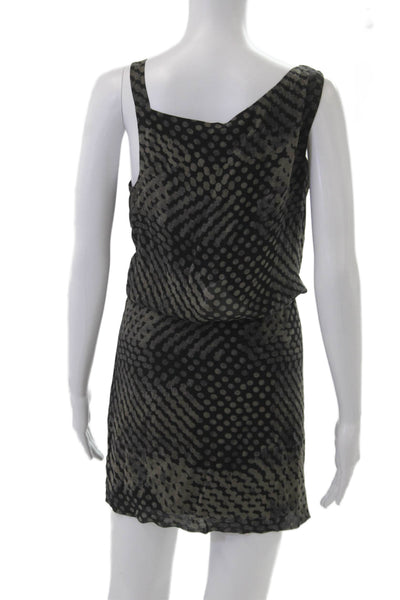 Theory Women Black Silk Polka Dot Sheath Dress Short Sleeveless Size 4