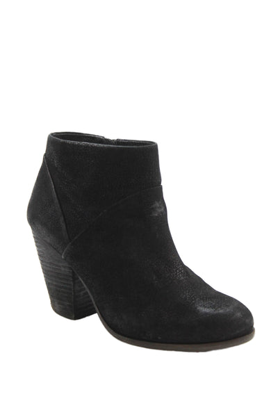 Vince Camuto Womens Leather Side Zippered Heeled Ankle Boots Black Size 8.5
