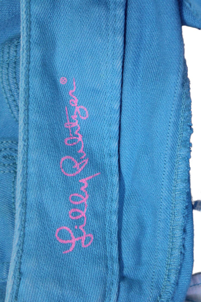 Lilly Pulitzer Womens Blue High-Rise Chino Pants Button Fly Size 10