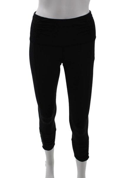 Lululemon Women Cropped Capri Leggings Black Nylon Zip Size 6