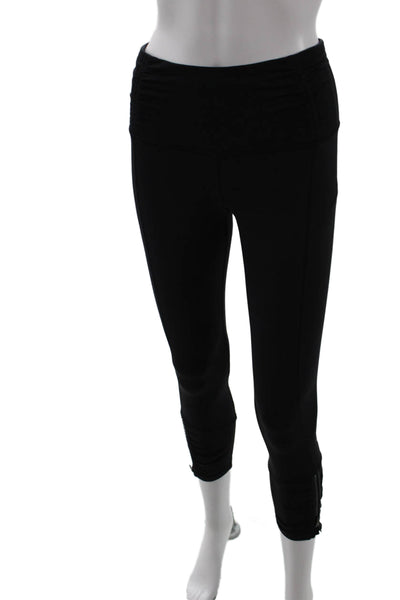 Lululemon Women Cropped Capri Leggings Black Nylon Zip Size 6