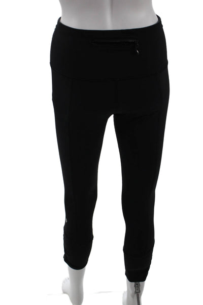 Lululemon Women Cropped Capri Leggings Black Nylon Zip Size 6