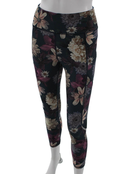 Sweaty Betty Womens Ankle Floral Black Leggings Polyester Zip Size S