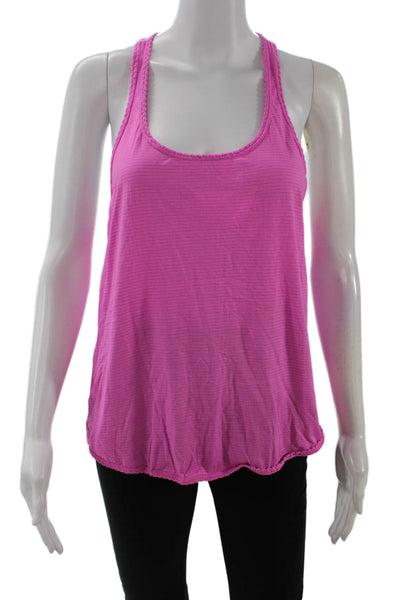Lululemon Women Basic Pink Striped Nylon Blend Sleeveless Tank Size 6