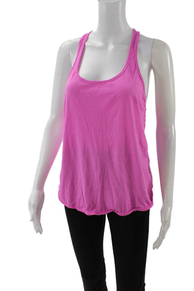 Lululemon Women Basic Pink Striped Nylon Blend Sleeveless Tank Size 6