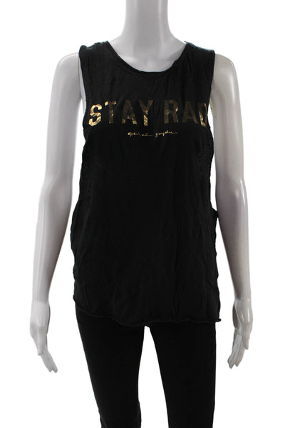 Spiritual Gangster Womens Black Graphic Basic Tank Sleeveless Round Neck Size M