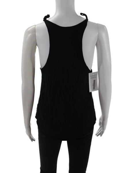 Pheel Womens Camisole Black Graphic Print Modal Spandex Tie Neck Size M
