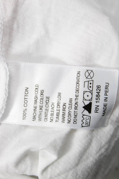 Leallo Women Basic White Cotton Crew Neck Short Sleeve T-Shirt Size S