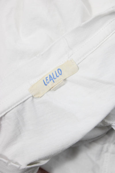 Leallo Women Basic White Cotton Crew Neck Short Sleeve T-Shirt Size S