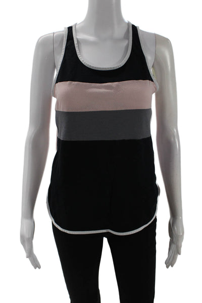 Sweaty Betty Womens Basic Black Striped Sleeveless Tank Round Neck Size S