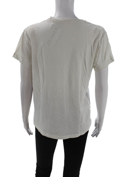 Re/Done Womens Jersey Graphic T-Shirt White Cotton Crew Short Sleeve Size S