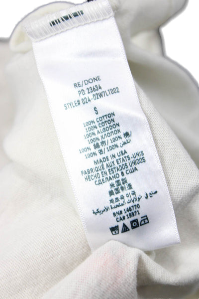 Re/Done Womens Jersey Graphic T-Shirt White Cotton Crew Short Sleeve Size S
