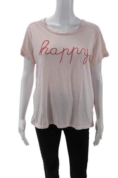 Sundry Women Basic Jersey Graphic T-Shirt Pink Short Sleeve Size 1
