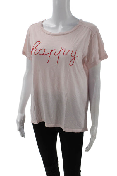 Sundry Women Basic Jersey Graphic T-Shirt Pink Short Sleeve Size 1