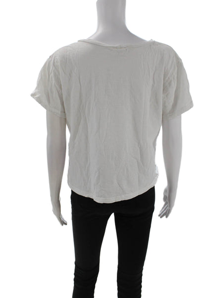 LNA Women Cropped Graphic White Cotton Short Sleeve T-Shirt Size M