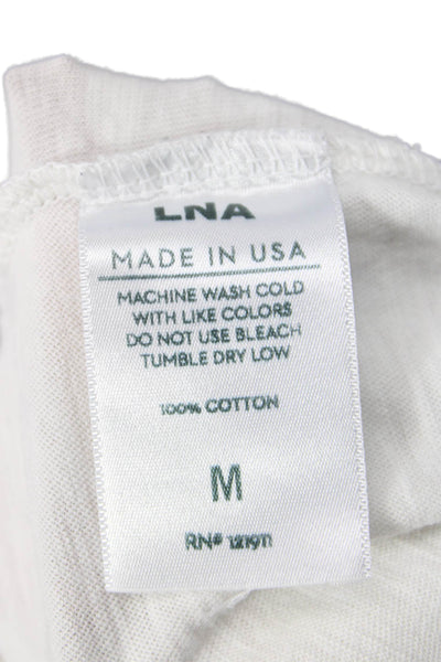 LNA Women Cropped Graphic White Cotton Short Sleeve T-Shirt Size M