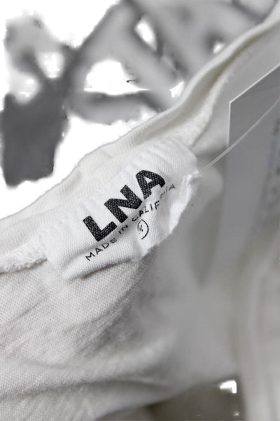 LNA Women Cropped Graphic White Cotton Short Sleeve T-Shirt Size M