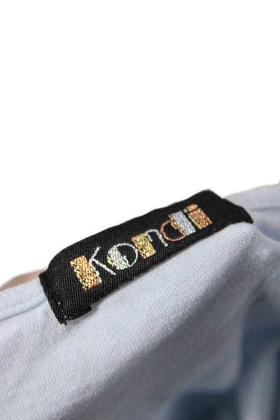 Kondi Women Cropped Basic T-Shirt Light Blue 3/4 Sleeve 100% Cotton Size S