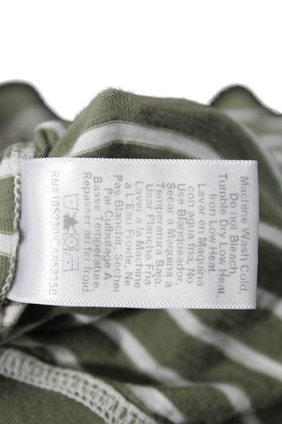 Current/Elliott Women Pullover Sweatshirt Green Striped Cotton Crewneck Size 1