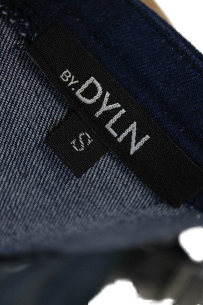 By Dylan Women Cropped Sleeveless Striped Zip Top Dark Blue Size S
