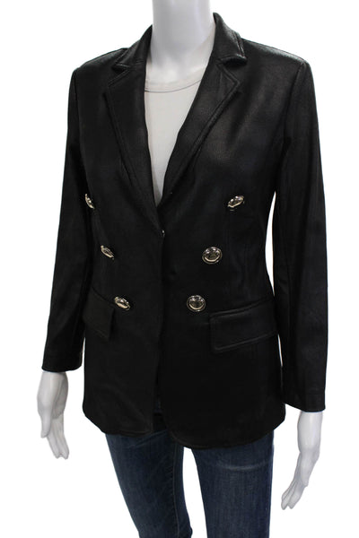 Insight Women Black Collared Button Blazer Long Sleeve Size 2