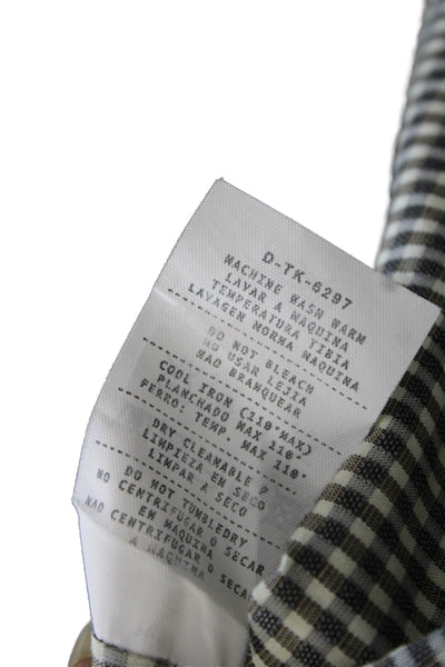 Ermenegildo Zegna Mens Cotton Collared Gingham Print Button Down Brown Size 1X