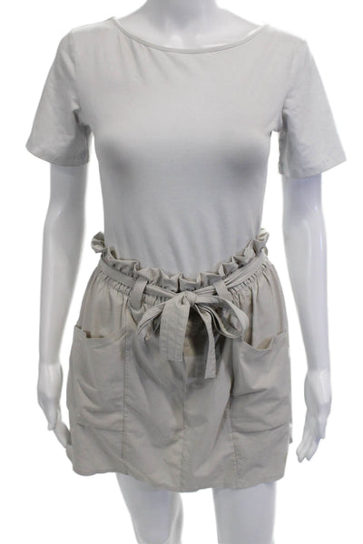Athleta Women Cargo Mini Skort Beige Cotton Blend Size 2
