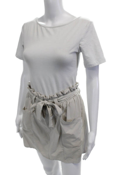 Athleta Women Cargo Mini Skort Beige Cotton Blend Size 2