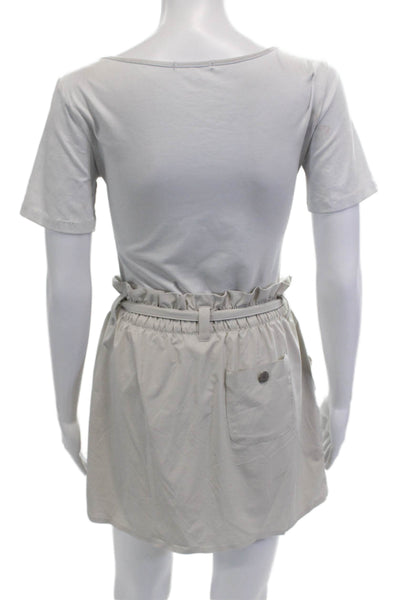 Athleta Women Cargo Mini Skort Beige Cotton Blend Size 2