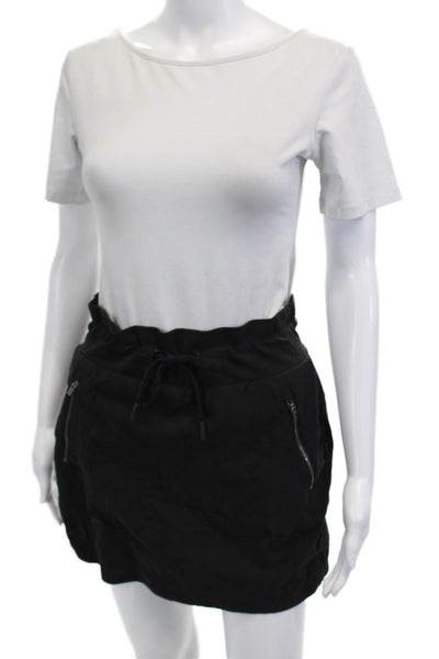 Athleta Women Mini Cargo Skort Black Polyester Blend Solid Short Size 24