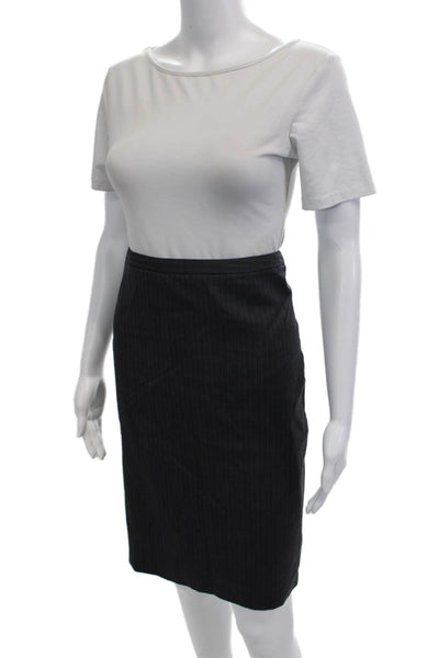 Brooks Brothers Womens Striped Wool Pencil Skirt Dark Gray Size 30