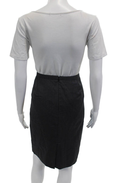 Brooks Brothers Womens Striped Wool Pencil Skirt Dark Gray Size 30