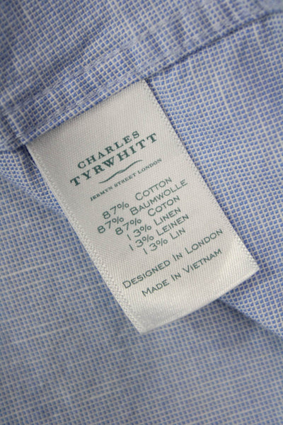 Charles Tyrwhitt Mens Button Front Collared Slim Fit Shirt Blue Size Medium