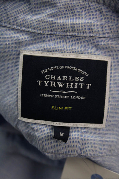 Charles Tyrwhitt Mens Button Front Collared Slim Fit Shirt Blue Size Medium