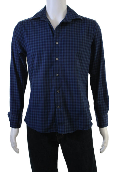Bonobos Mens Button Front Collared Slim Fit Plaid Shirt Blue Size Medium