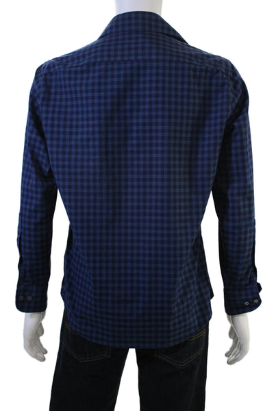 Bonobos Mens Button Front Collared Slim Fit Plaid Shirt Blue Size Medium