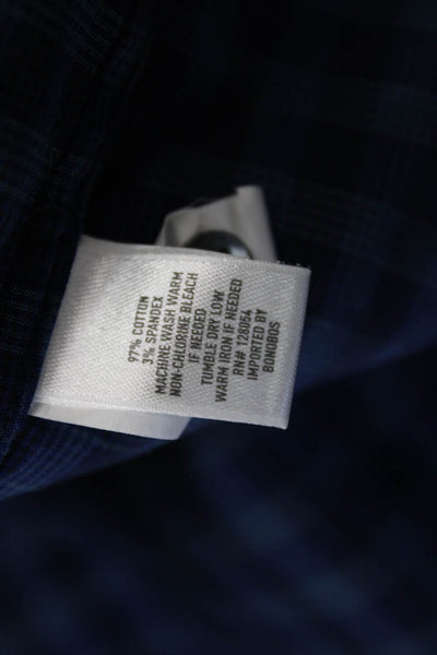 Bonobos Mens Button Front Collared Slim Fit Plaid Shirt Blue Size Medium