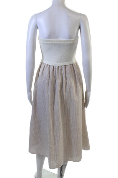 Central Park West Women Shirt Dress Beige Check Sleeveless Full-Length Size XS
