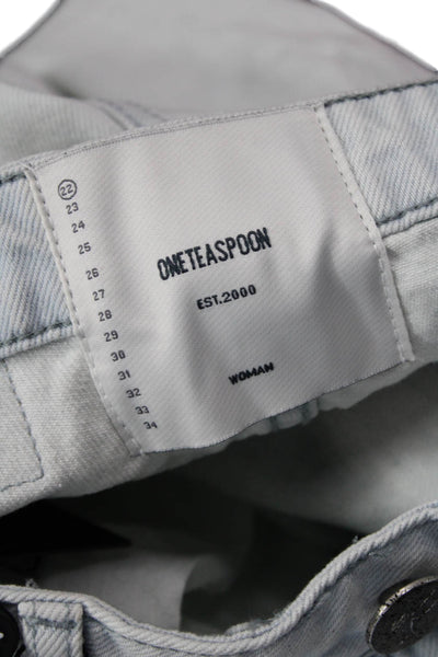 One Teaspoon Women Boyfriend Cropped High Rise Gray Jeans Size 22