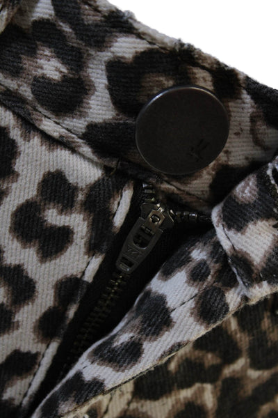 One Teaspoon Unisex Bermuda Animal Print Cotton Shorts Beige Size 22
