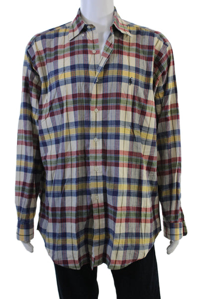 Ralph Lauren Blue Label Mens Plaid Blake Button Shirt Multi Colored Size Large