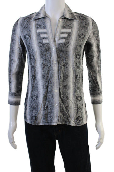 Robert Graham Womens Floral Print Button Down Dress Shirt Black Size Small