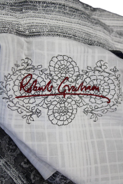 Robert Graham Womens Floral Print Button Down Dress Shirt Black Size Small