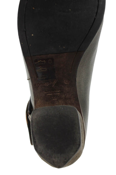 Marsell Womens Leather Back Zipper Belted Ankle Boots Silver Size 39 9