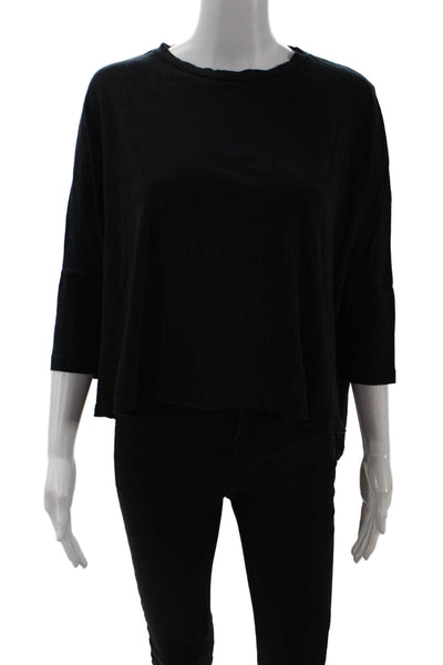 LNA Women Basic Black T-Shirt 3/4 Sleeve 100% Cotton Size XS